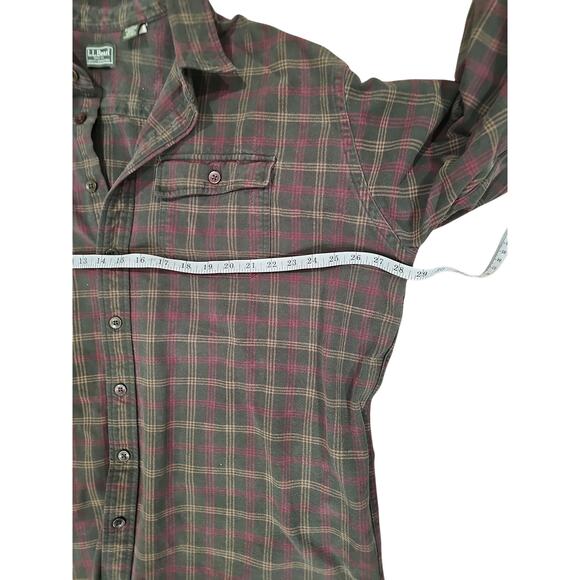 LL Bean Shacket Made in USA 1970-1990 Green Plaid Size  100% Cotton Heavy - Picture 6 of 8